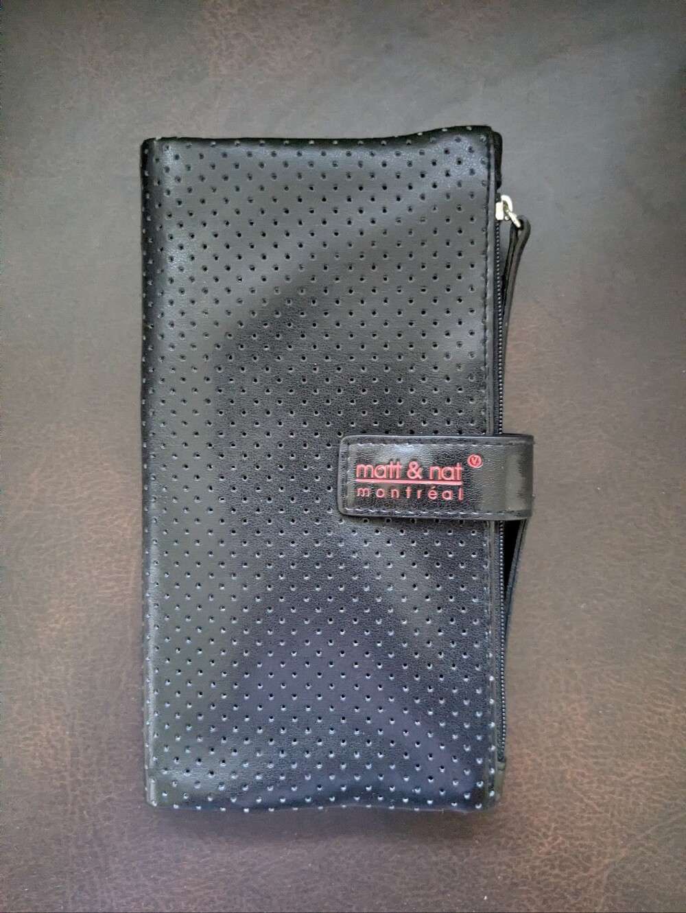 Matt & Nat Black Perforated Zip Wallet